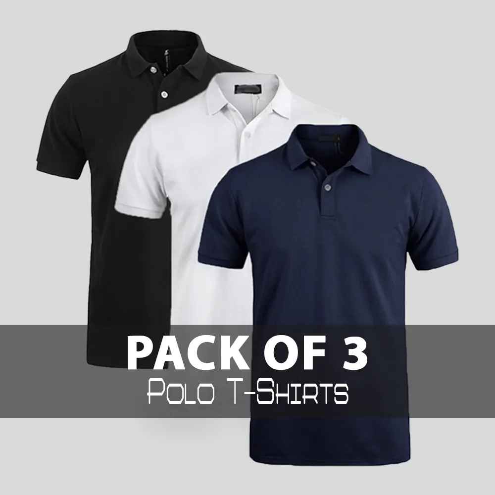 Pack of 3 Plain Polo T-Shirt for Men image 1