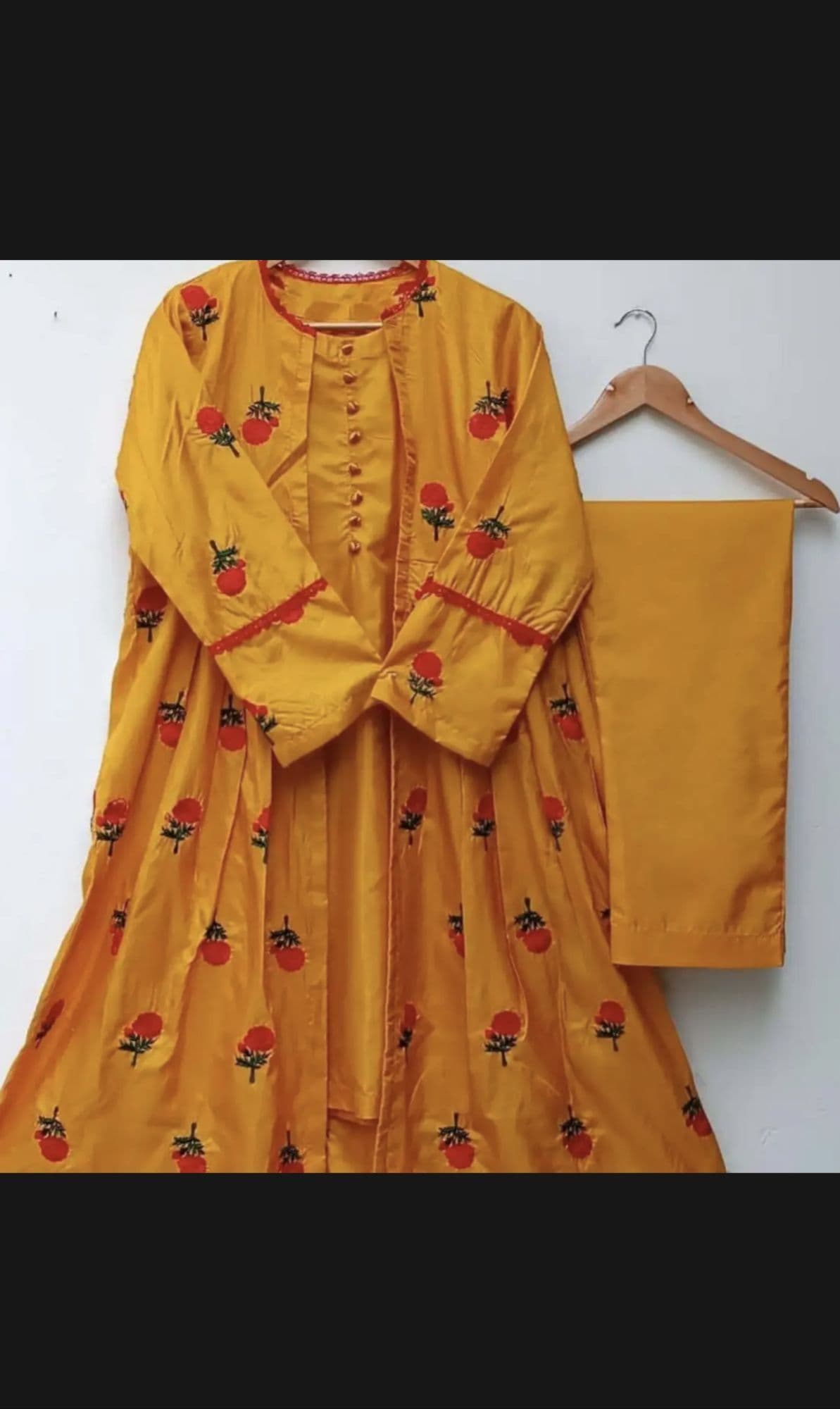 Stylish Silk Embroidered Flower Gown 3pc for Women and Girls - Formal Party Wear image 6