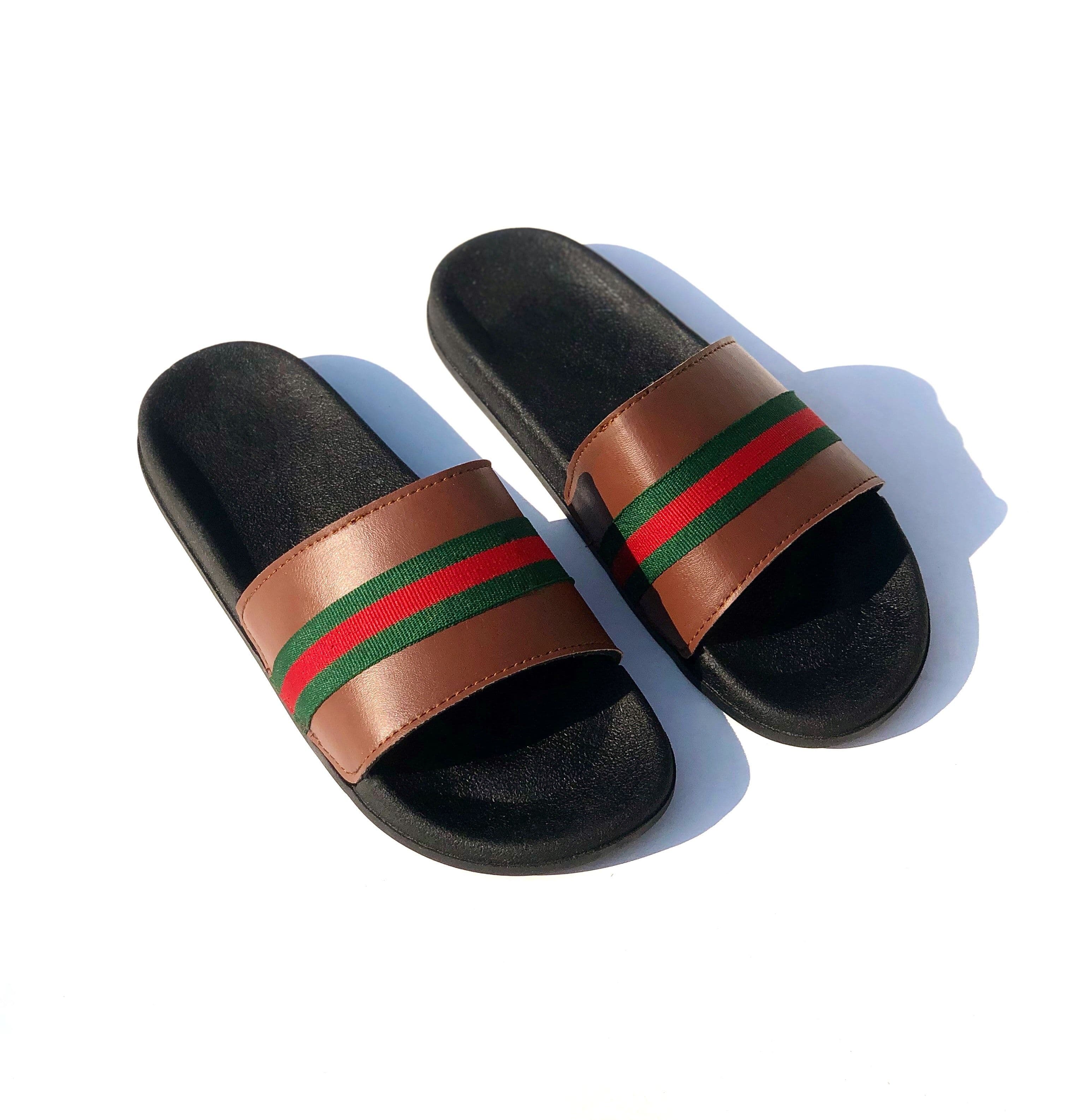 Pure Leather Style Slippers For Men's Trendy Fashionable High Quality Waterproof Chappal For Men Vintage Sliders image 4