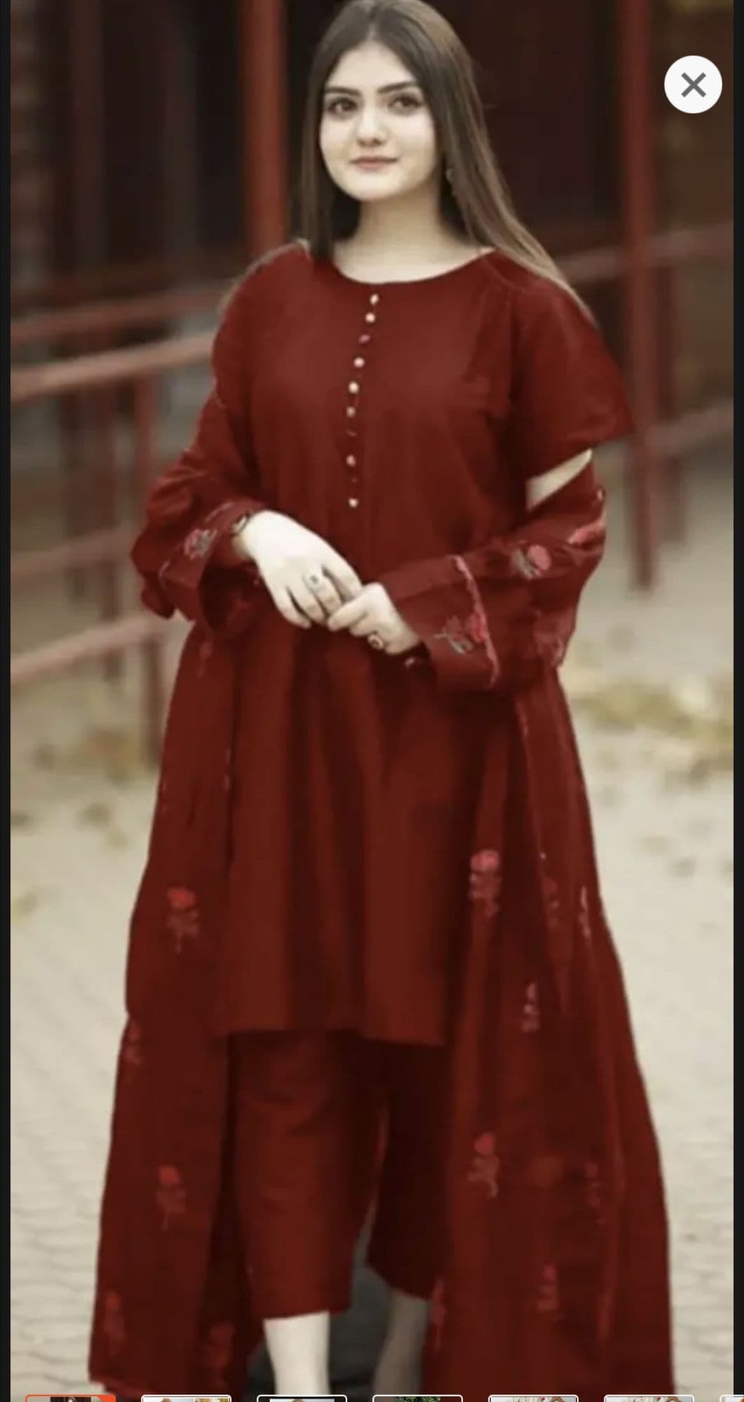 Stylish Silk Embroidered Flower Gown 3pc for Women and Girls - Formal Party Wear image 4