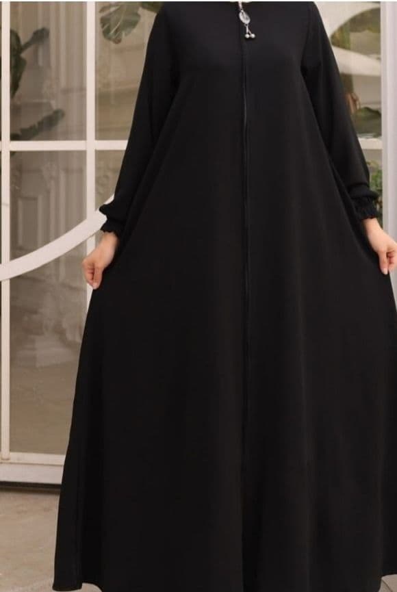 Kashish Official Elegant Front-Zip Flared Abaya – Rust Brown image 3