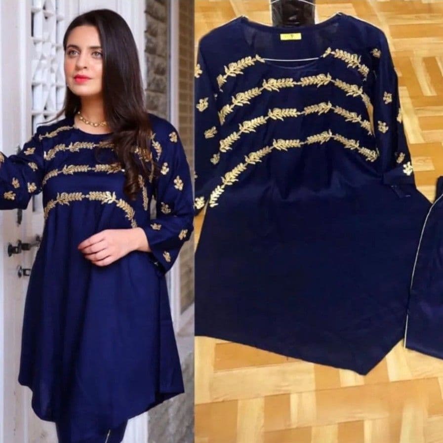 Designer Heavy Embroidered Chiffon Maxi Dress Stitched Ready-to-Wear Wedding Party Wear for Girls & Women - Daraz.pk image 7