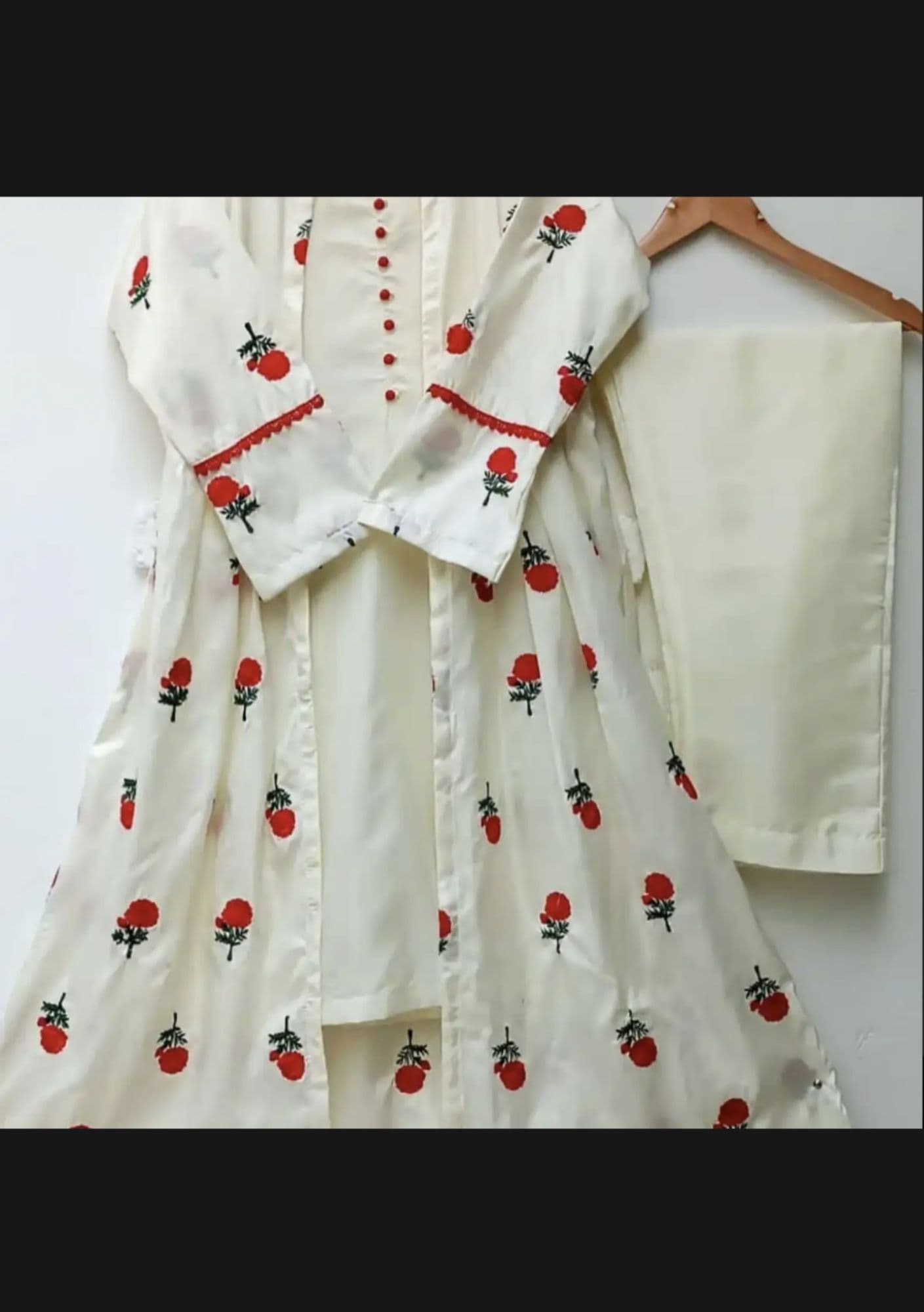 Stylish Silk Embroidered Flower Gown 3pc for Women and Girls - Formal Party Wear image 8