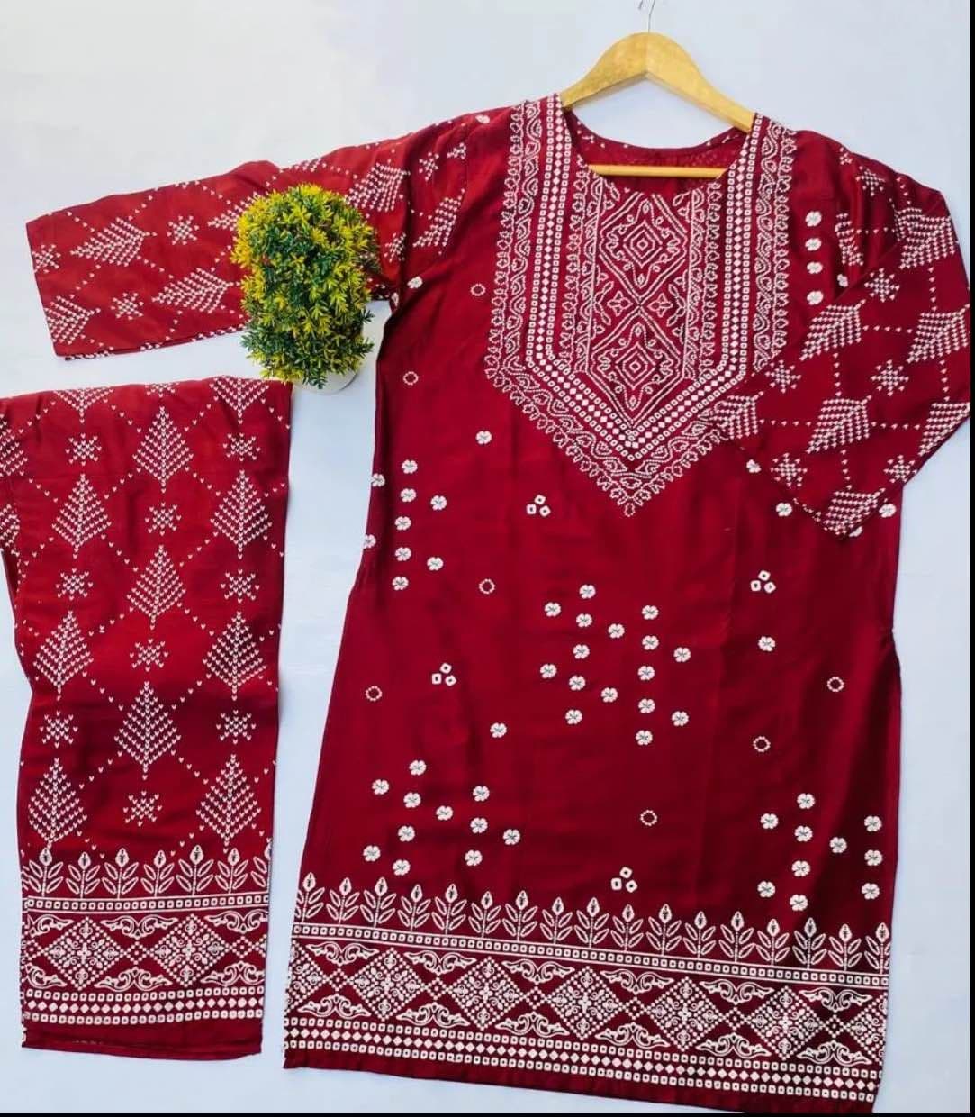 Clothing Collection Stitched New chunri 2pc Dress for Women - Dress For Girls - Dress For Women - Stitched Suit for Girls - Stitched Suit For Women image 3