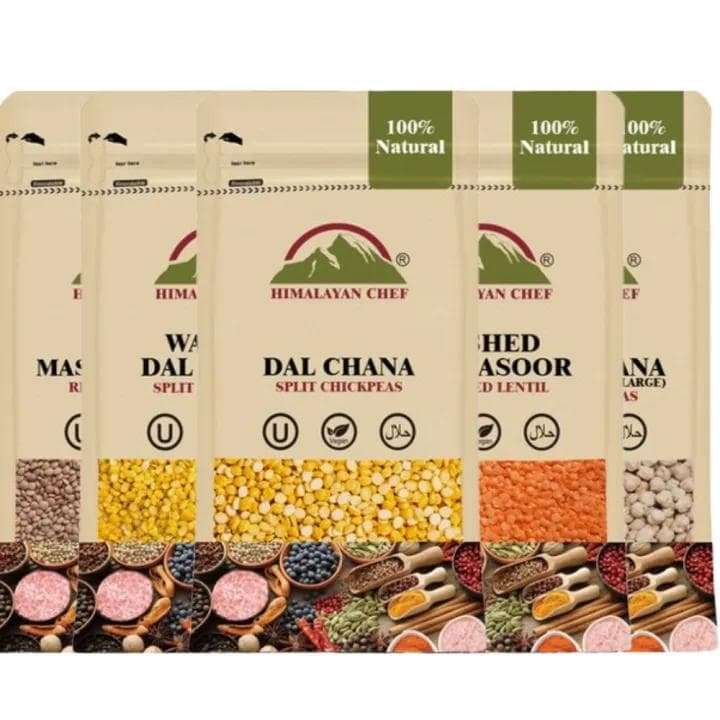 (Pack of 5) Himalayan Daal Masoor Washed | Daal Mong Washed, Daal Chana, White Channa Large , Masoor Whole - 454 G Each image 1