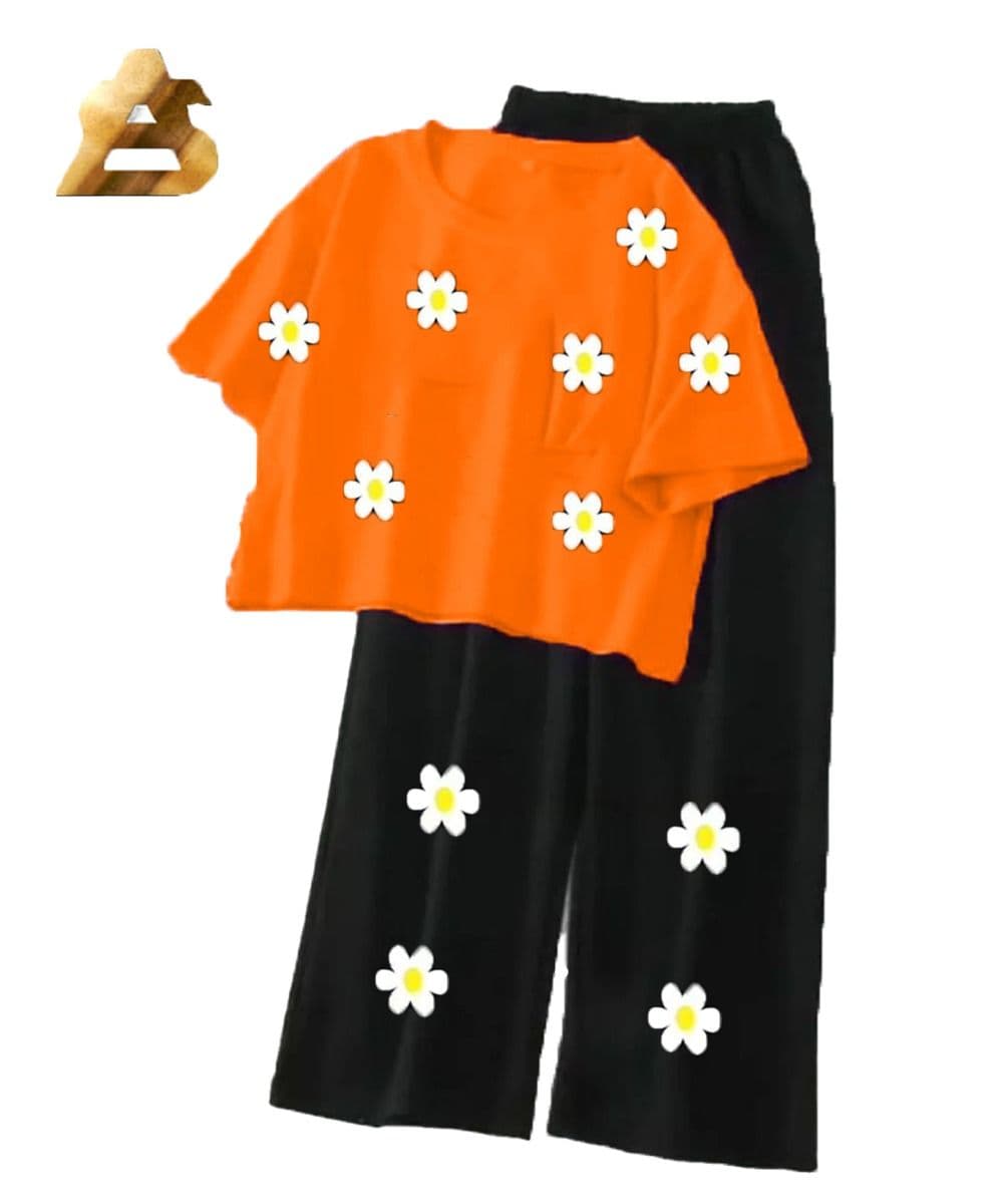 High Quality Casual Suits for Women Printed Crop Tshirt With Plaazo image 3