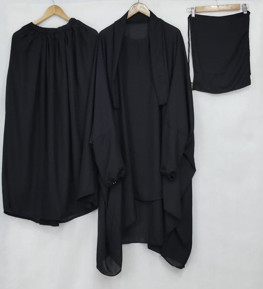 Nikab, Jilbab and Skirt 3pcs Abaya Set For Women | 3pcs Jilbab, Nikab And Skirt Set For Women Casual Wear and Festivals hijab image 7
