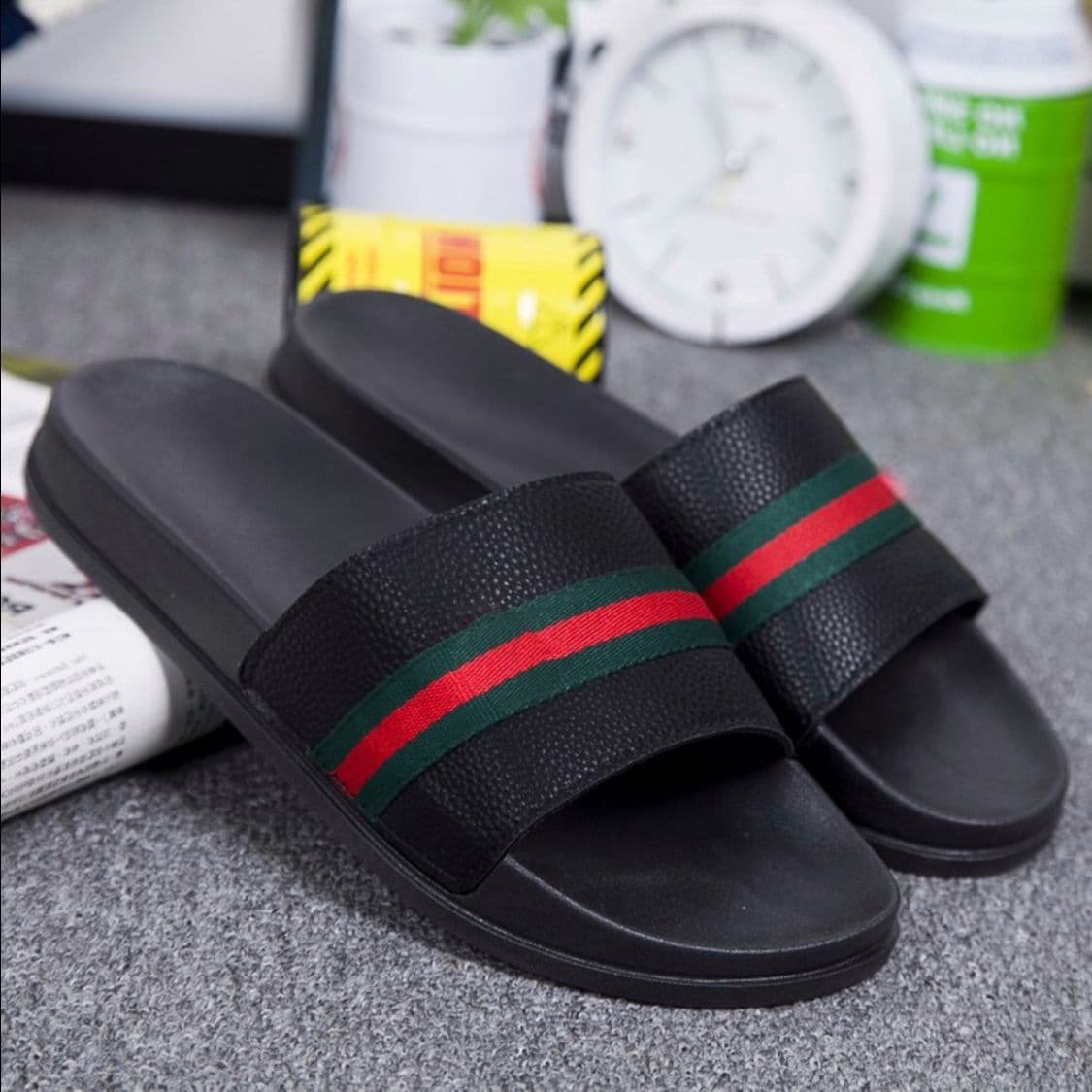 Pure Leather Style Slippers For Men's Trendy Fashionable High Quality Waterproof Chappal For Men Vintage Sliders image 3