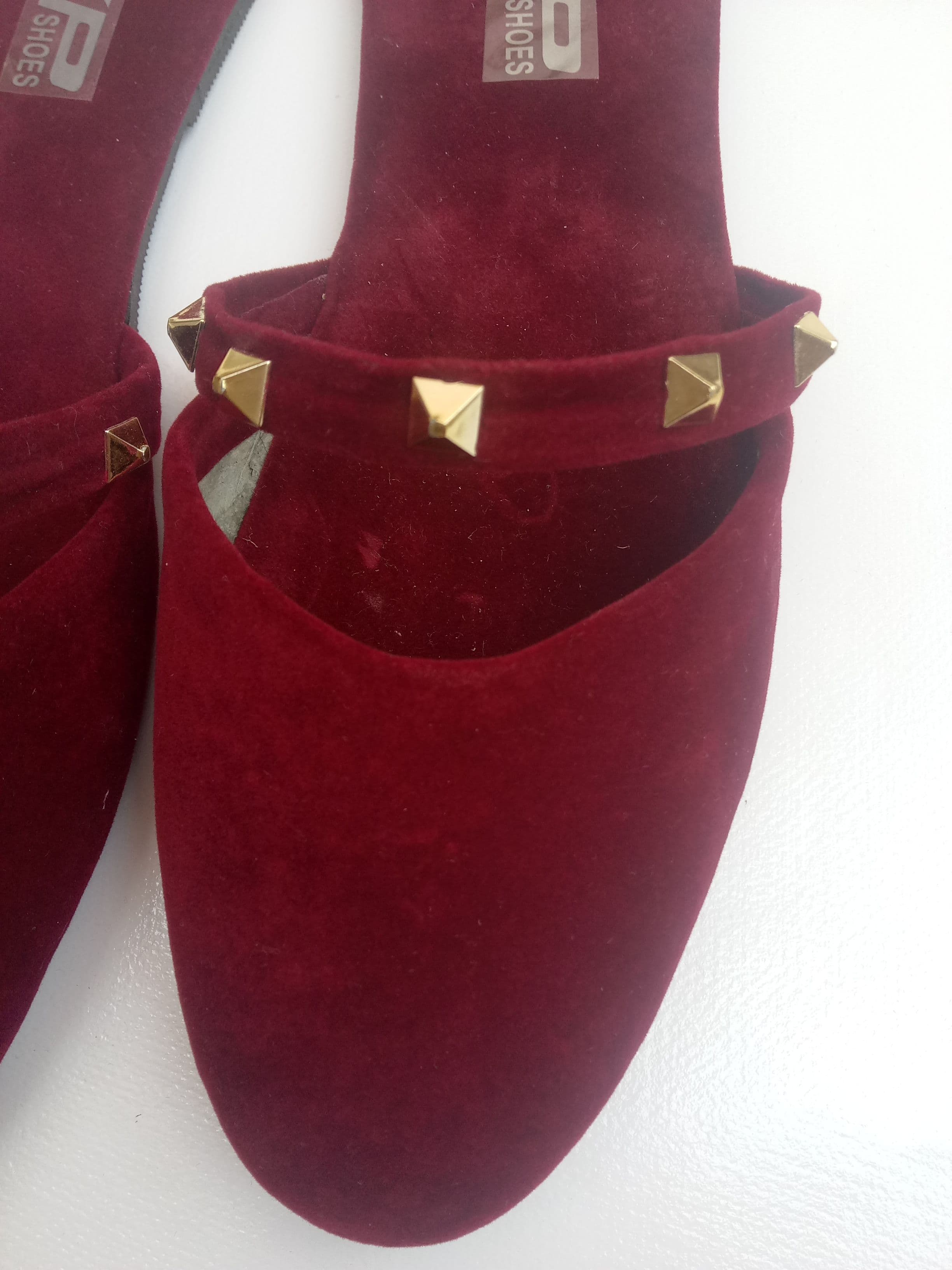 Hot Maroon velvet valentino trendy fashion half pumps shoes for girls and womens.winter shoes for women.winter pumps for girl image 2