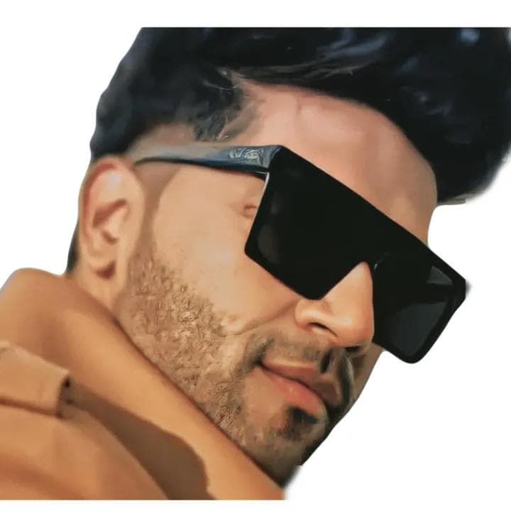 Guru Randhawa Oversize Square Fashion Sunglasses For Men Full Black and Brown / Glasses for Mens image 1