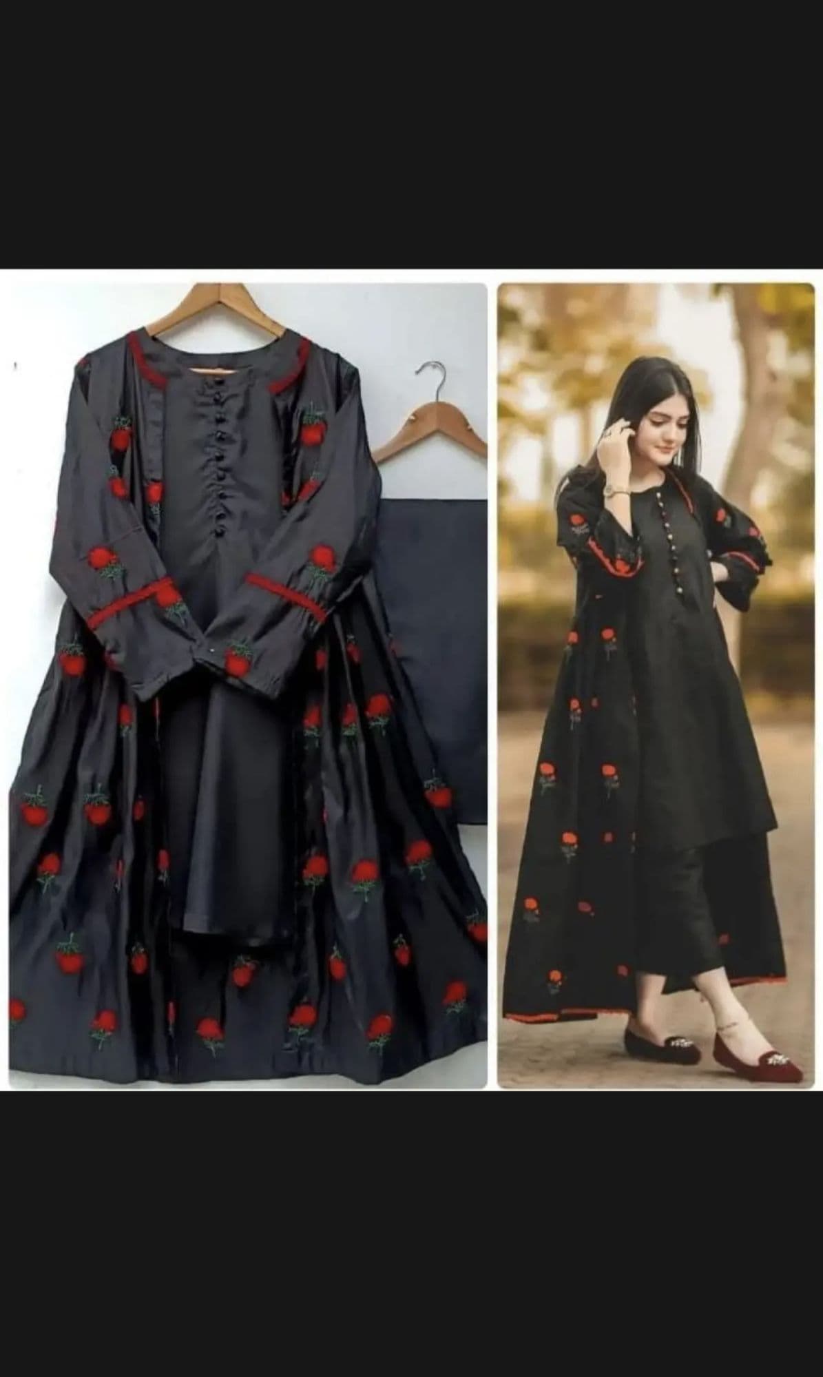 Stylish Silk Embroidered Flower Gown 3pc for Women and Girls - Formal Party Wear image 1